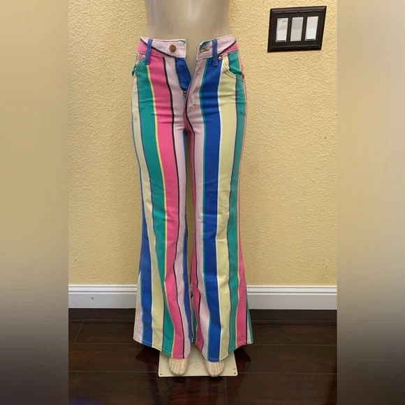 NWOT Free People x Wrangler Size 25x32 Wanderer 622 Rainbow Pop High Rise Jeans - Picture 4 of 16